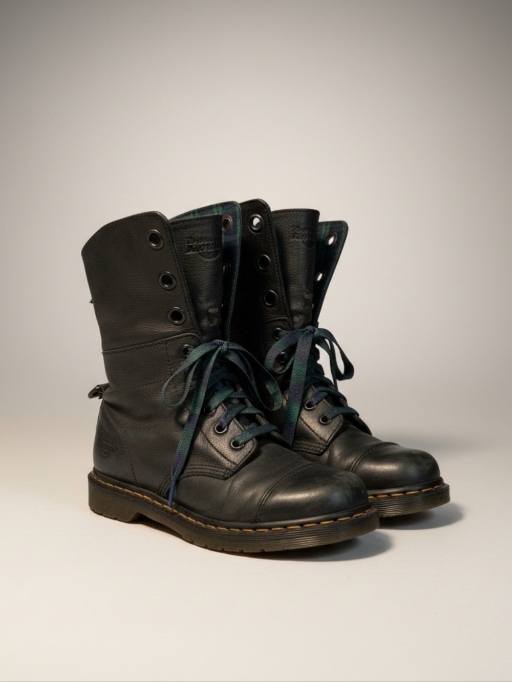 Dr. Martens Aimilie Black Watch Plaid Fold Over Boot 10